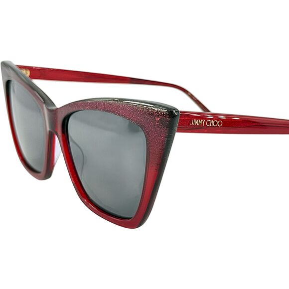 Jimmy Choo Lucine S Womens Plastic Sunglass 0DXLT4 Red Glitter 55-16 Italy - Picture 2 of 5